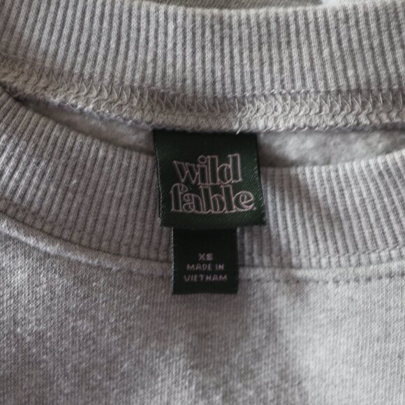 Wild Fable Women's Grey Sz XS Fleece Cropped Crew Sweatshirt Sweater Top - Picture 10 of 11